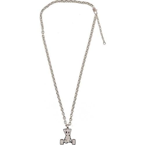 Cartoon Trendy Puppet Pendant Necklace Stainless Steel Rhinestone Fashion Couple Necklace Exquisite Fashion Gift Jewelry