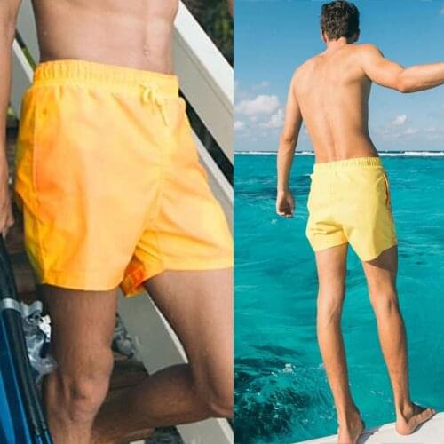 Men Swimsuit Beach Sport Swim Trunks Temperature Sensitive Colour Changing Swim Shorts Breathable Beach Shorts