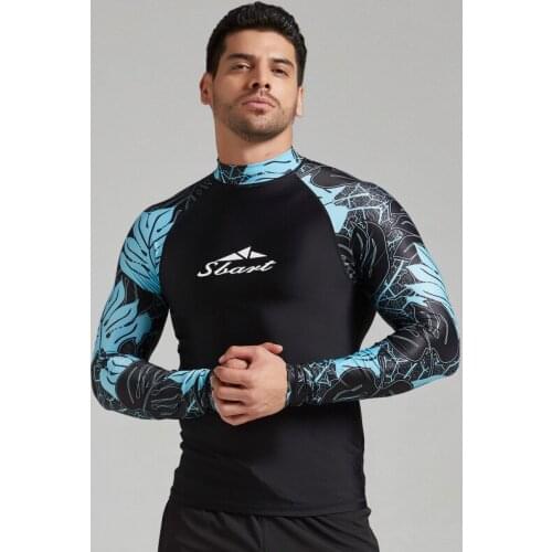 SBART Men long sleeves swimwear rashguard surf clothing diving suits shirt swim suit spearfishing kitesurf men rash guard