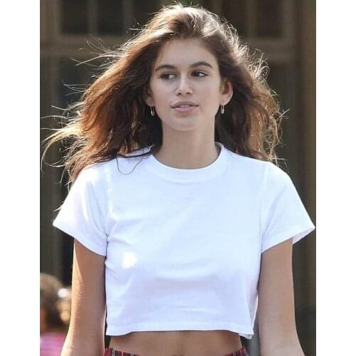 MRMT 2021 Brand New Womens T Shirt Stretch Short High-waisted Cord Open Fork T-shirt for Female Short-sleeved Tops T-shirt