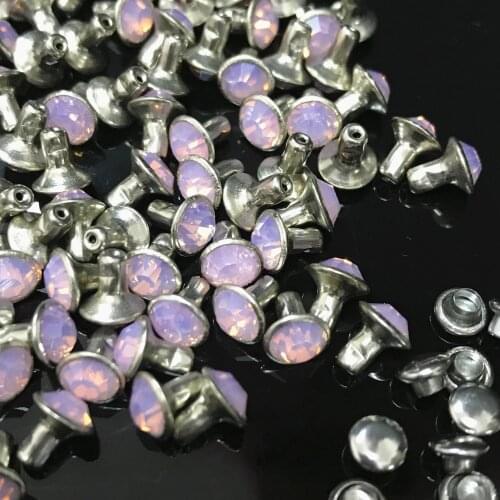 New Coming DIY 50PCS 4MM Rose Water Opal CZ+++ Hardware Rivets Pink Opal Crystal Rivets Leather Craft Punk Studs Fit DIY Making