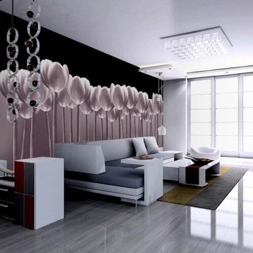 Wholesale Flower Tulip photo mural sofa tv background wallpaper 3d wall murals papel de parede 3d mural home decor wallcovering