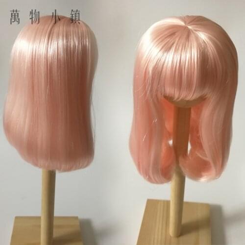 New pink Air bangs Pear flower head wig 1/4 7-8 inch BJD SD DD Doll Wig