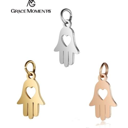 50pcs/Lot 316L Stainless Steel Charms Hand Shaped Charms Pendants for Jewelry Making Bracelet DIY Handmade Accessories