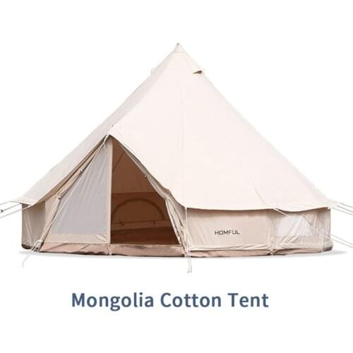 Outdoor 5-8 Person Cotton Camping Tent Large Spaces Portable 4 Seasons Mongolian Tent Waterproof PU 3000mm Camping Tent