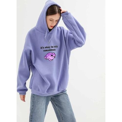 Purple Cute Frog Hoodie Oversized Hoodie Kangaroo Pocket Sweatshirt with Pocket Letter Hip Hop Streetwear Aesthetic Pullover