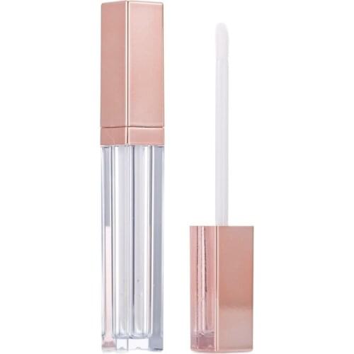 Empty Lip Gloss Tubes Rose Gold Cap Square Clear Tube Liquid Listick Bottle Cosmetic Packaging Lipgloss Containers