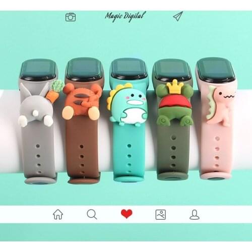 For Mi Band 6 5 4 3 Strap Doll Patch Silicone Strap Smart Bracelet Belt Cute Replacement For XiaoMi band 6 5 4 Strap Wristband