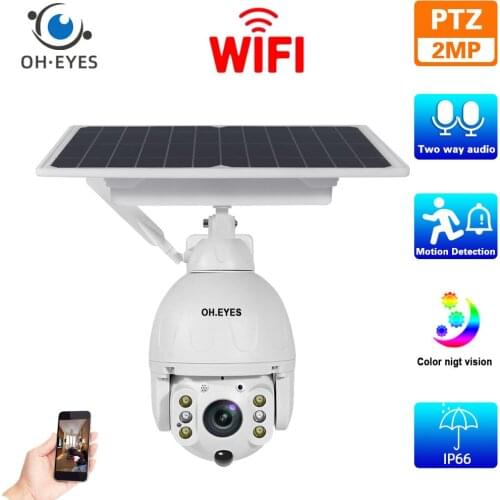 Solar Wifi IP Security Camera 1080P HD Outdoor Waterproof Color Night Vision CCTV Video Surveillance Camera System Wireless 2MP