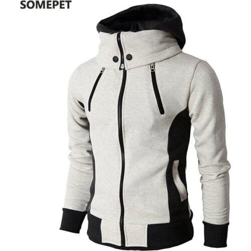 Zipper Hooded Sweatshirt Men Fashion 2020 Spring Casual Patchwork Fleece Warm Hoodies Sweatshirts Male Streetswear Coat Jackets