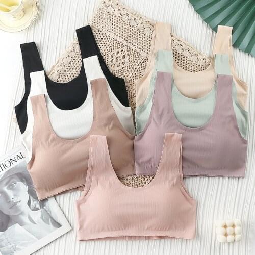 Ice Silk Underwear Women Seamless Breathable Tube Tops Sport Bra Running Fitness Suit Vest Women Summer Crop Top Sexy Sportwear