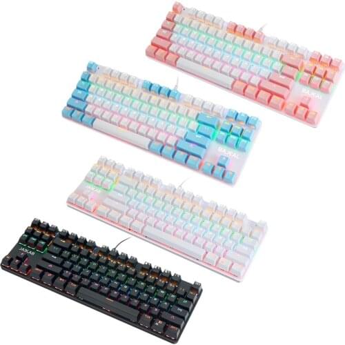 87 Keys Led Backlit Usb Gaming Keyboard Game Mechanical Keyboard Gamer Wire Keyboard Two-color Gaming Keyboard