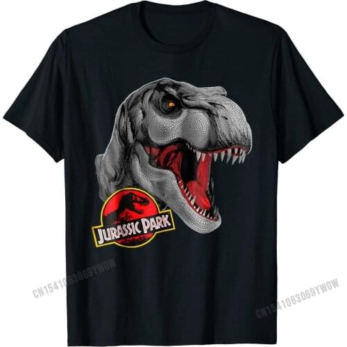 Jurassic Park T-Rex Circle Art Fill Graphic T-Shirt Cotton Tees for Men Simple Style Tshirts Europe Prevalent