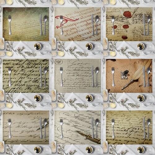 Vintage Musical Notation Placemats Fashion Linen Placemat Heat Insulation Mat Dining Table Mat Kids Fabric Napkins