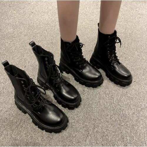 Women Chunky Heel Ankle Boots Woman Shoes Autumn Brand Designer Chelsea Boots Female Platform Boots Lasdies Vogue Square Toe