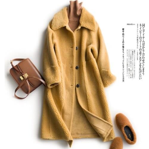 Winter Coats Women Particle Fleece Coat Wool Fur Coat Long Warm Jacket Sheep Shearling Fur Lady Casual Overcoat P150