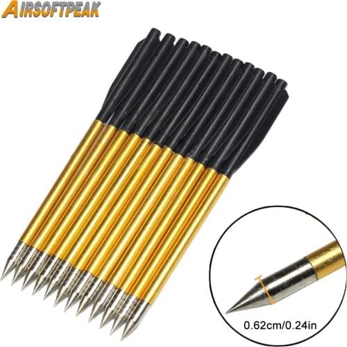 12pcs Golden Aluminum Arrow Bolt Broadheads Archery Arrowhead For 50 lb/ 80 lb Pistol Crossbow Arrow Head For Hunting Shooting