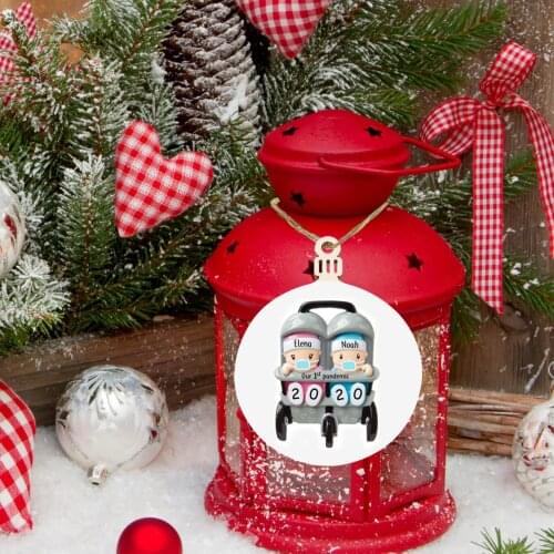 2 PCS Wooden Holiday Hanging Decorative Pendants Christmas Stroller Patterns Ornaments