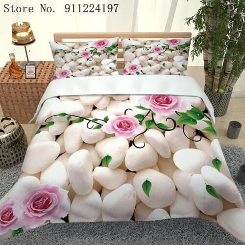 3D White Cobblestone Printing Duvet Cover Single Double Microfiber Twin Full Queen King Comforter Bedding Set 3PCS Quilt Cover