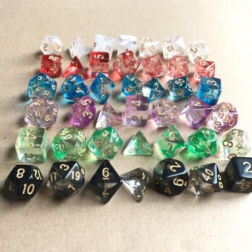 7pcs/lot New Dice Set D4 D6 D8 D10 D10 D12 D20 Colorful Transparent Polyhedral Dice for Board Game TRPG Games Dice Set