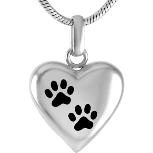 8455 Personized Engraved Paws Hold Ashes Heart Pendant Cremation Urn Jewelry Necklace with Free Filling Kits and Gift Box Supply