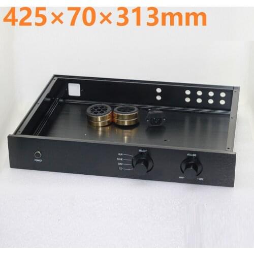 Aluminum DAC Decoder Dual Control Chassis DIY Power Amplifier Chassis Preamp Amp Enclosure Headphone Cabinet D313 W425 H70mm