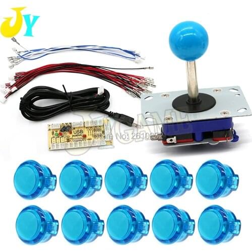 Arcade Joystick DIY Kit Parts With 30mm Push Button + Joystick + Zero Delay USB Encoder + Cables 8 Way Joystick Arcade DIY Kits