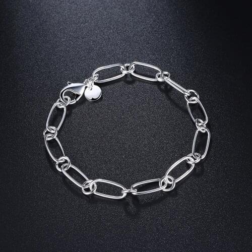 925 sterling silver Bracelets circle 20CM chain for woman lady men classic Wedding party Wild Christmas Gift fashion Jewelry