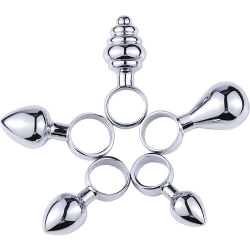 5 Size pull ring small size anal beads butt plug heart thread shape metal insert unisex gay sex toys for male female
