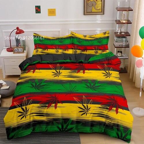 Colorful Maple Leaf Bedding Set 3D Printing Beautiful Plants Duvet Cover 2/3 Pcs Home Autumn Cartoon Bed Quilt Cover (No Sheets)