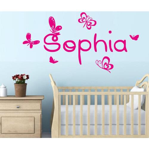 Baby Nursery Wall Decal Butterfly Butterflies Vinyl Wall Sticker Girls Room Living Room Removable Decoration Custom Names ZA573