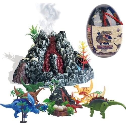 Childrens Dinosaur Toy Set Childrens Simulation Animal Toy Dinosaur World Simulation Spray Volcanic Eruption Model ABSmaterial
