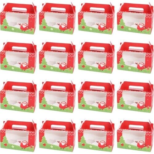 20Pcs Christmas Cupcake Boxes Cake Packaging Cases Handy Cupcake Boxes