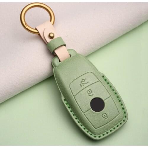 Leather Car Key Cover Case Shell Bag Key Ring Chain For Mercedes Benz 2016 2017 2018 E Class W213 E200L E260 E300L E320L