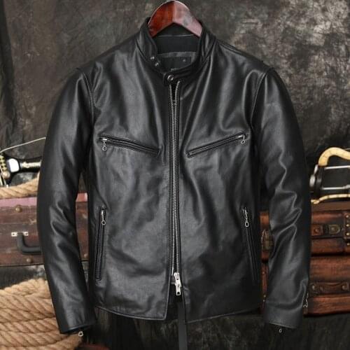 2021 Spring Autumn Classic Motor Style Men Genuine Leather Jacket Fashion Mens Casual Leather Coat Male Street Biker Coats A200