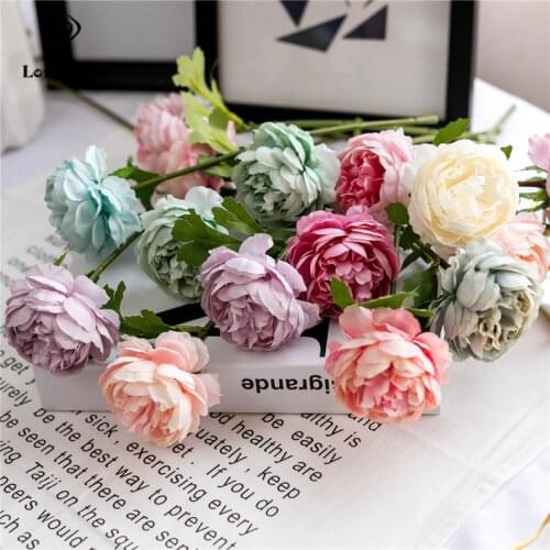 Lovegrace DIY Bouquet Accessories Artificial Flower Single Branch Fake Silk Rose Flower Arrangement Home Party Wedding Decor