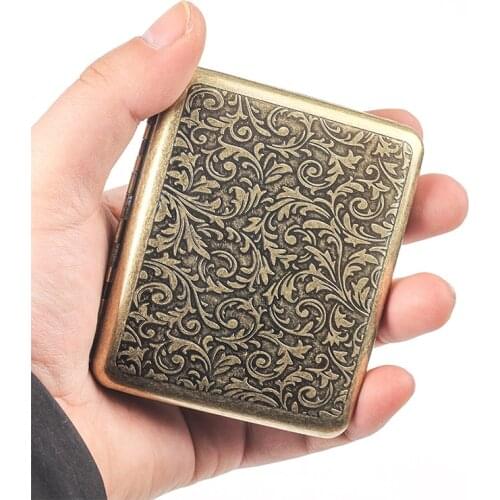 Retro Metal Bronze Cigarette Case for 20 Cigarettes Storage Box Holder Smoking Tools Pocket Smoke Accessories Portable
