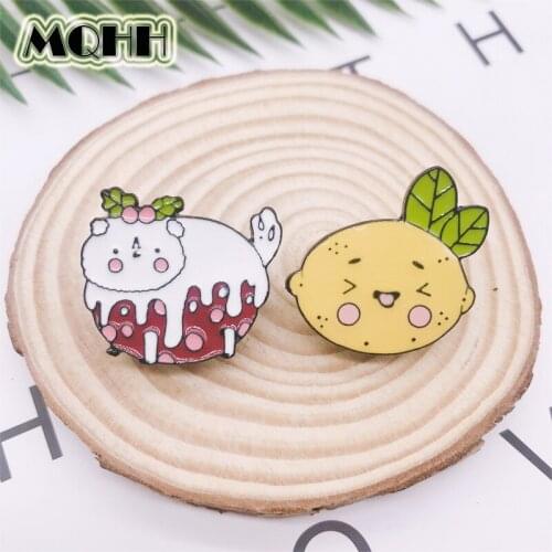 Cartoon Fun Cute Fruit Lemon Ice Cream Snowman Animal Enamel Brooch Pin Alloy Badge Clothes Bags Accessories Woman Jewelry Gifts