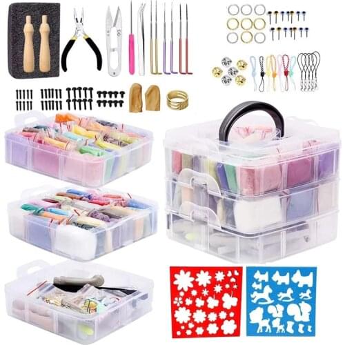 KAOBUY 179PCS Needle Felting Wool Set Included 48Colors Wool Roving, Wool Felt Tools And Foam Mat For Felting Craft