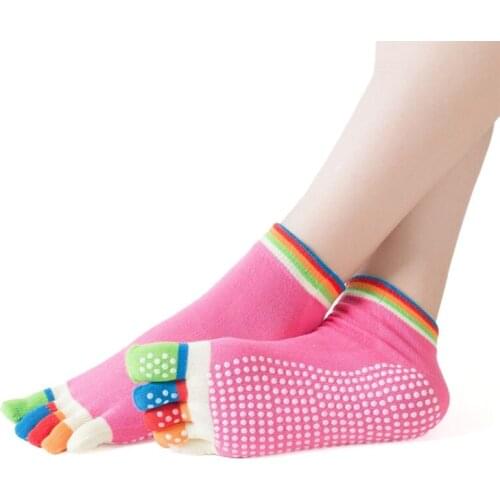 1 Pair Women Cotton Socks Non-slip Breathable Yoga Sports Ankle Five Finger Socks Pilates Dance Gym Ballet Sport Fitness Sock