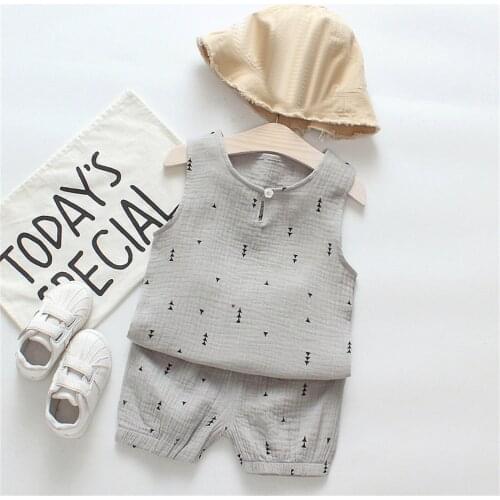 Toddler Baby Boys Girls Sets Summer Printing Pattern Casual Sleeveless Shirt Shorts 2pcs Set Vestidos De Verano Baby Clothes