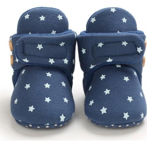Neswborn Baby Boy Girl Soild Warm Star Shoes Cotton Casual Shoes Soft Bottom Frist Walking Shoes