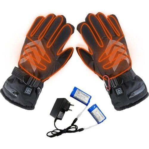 Lithium Battery Powered Heated Gloves Electric Cycling Skiing Winter Warm Gloves Reflective Touch Screen Snowmobile Gloves