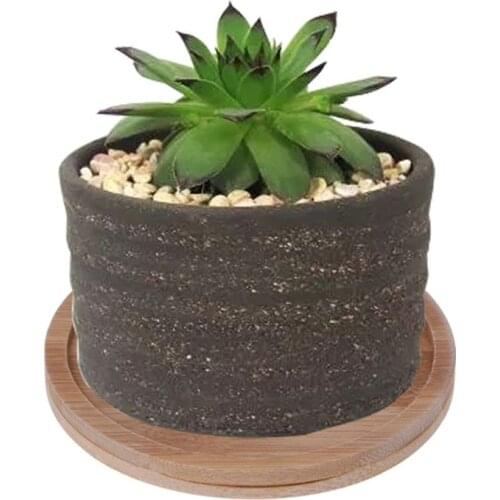 Round Bamboo Wood Saucer Plant Tray Mini Plant Flower Pot Stand Favor Succulent Pot Tray Simple Elegant Design Home Balcony Deco