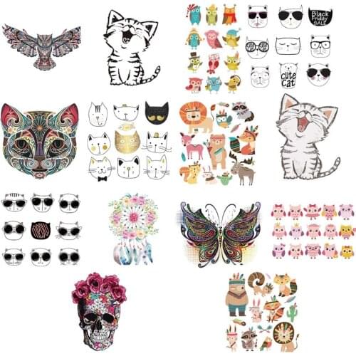 DIY Offset Printing Heat Transfer Pattern Printing Sticker Cartoon Cat Patch Hot Sticker Decal Printing Decoration