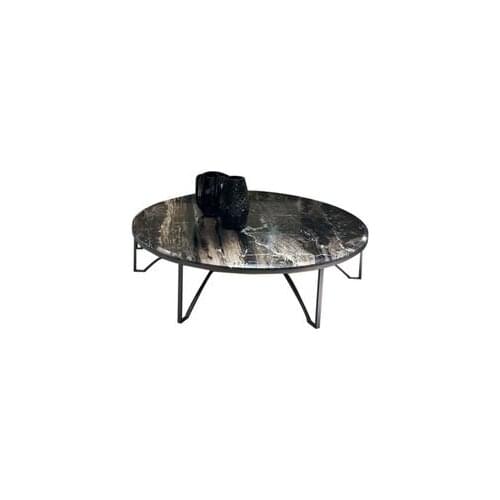 Modern light luxury art landscape marble living room round tea table Italian simple stone side table