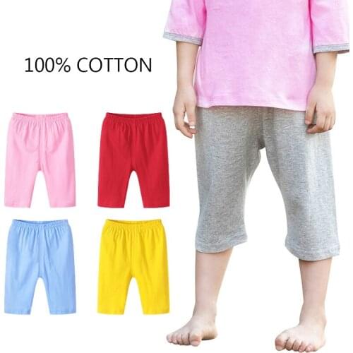 Comfortable Pure Cotton Baby Girls Pants New Summer Kids 7 Points Pants Children Calf Lenght Trousers Toddler Girl Clothes 1-6Y