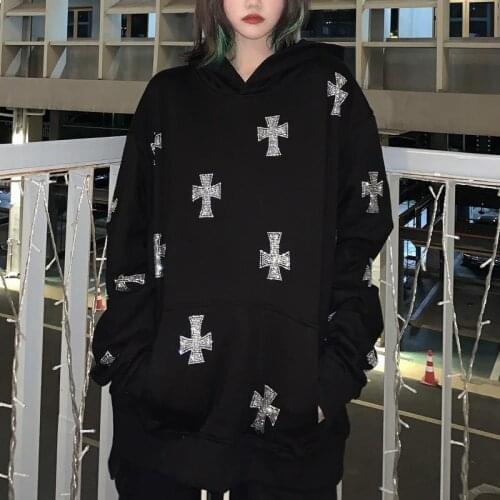 Street hot stamping rhinestone hoodie vertical jacket men and women Harajuku sweater zipper cardigan high street hotel niche