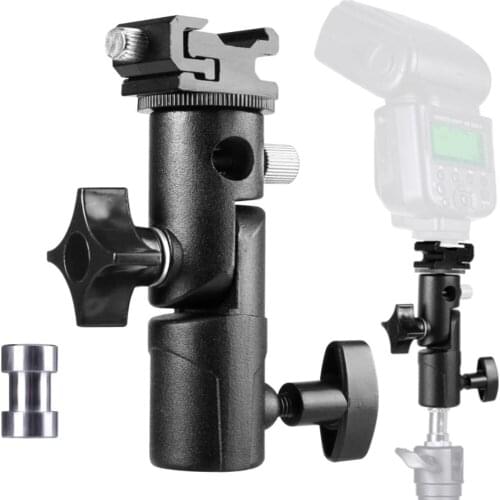 E Type Universal Metal Flash Hot Shoe Speedlite Umbrella Holder Light Stand Detachable Rotating Lamp Bracket E-Bracket