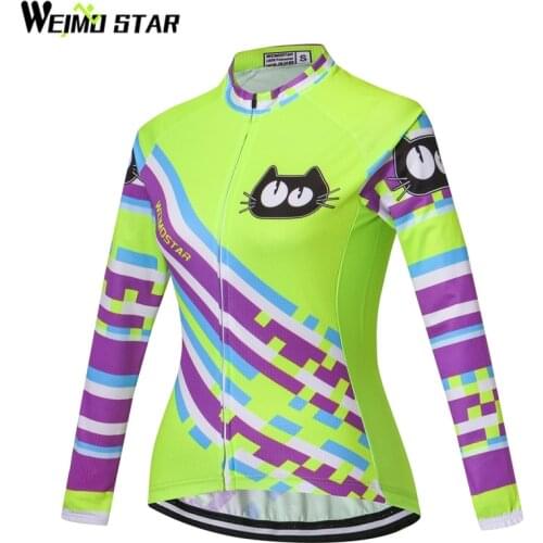 Weimostar Green Black Women Team Cycling Jersey Ropa Ciclismo Sport Bike Jersey Tops Long Sleeves mtb Bicycle Cycling Clothing